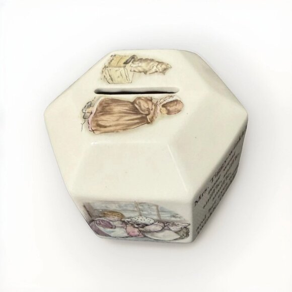 Vintage Wedgwood Beatrix Potter Mrs. Tiggy-Winkle Porcelain Coin Bank - Picture 9 of 9